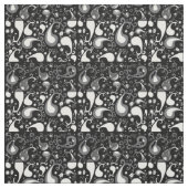 抽象芸術白黒チューリップペイズリーフローラ ファブリック (見本)