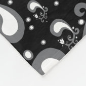 抽象芸術白黒チューリップペイズリーフローラ フリースブランケット (角)