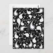 抽象芸術白黒チューリップペイズリーフローラ ポストカード (正面/裏面)
