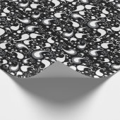 抽象芸術白黒チューリップペイズリーフローラ ラッピングペーパー (角)