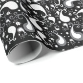 抽象芸術白黒チューリップペイズリーフローラ ラッピングペーパー (ロールコーナー)