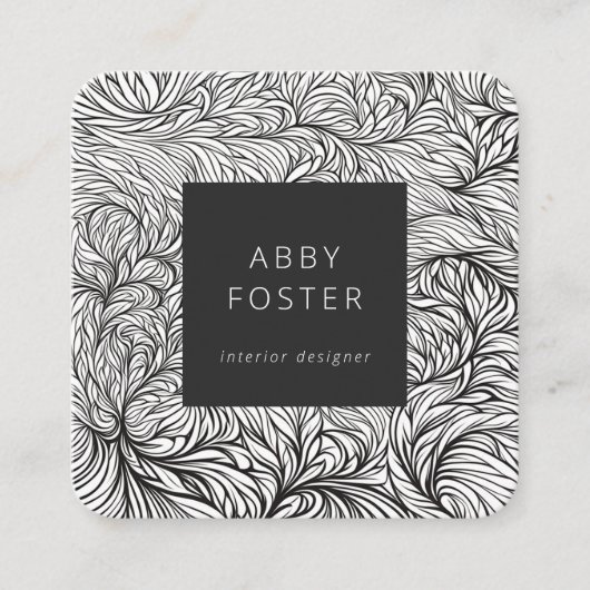 抽象芸術白黒デザイナー名刺 スクエア名刺 (正面)