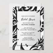 抽象芸術白黒トライバルブライダルシャワー 招待状 (正面)