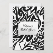 抽象芸術白黒トライバルブライダルシャワー 招待状 (裏面)