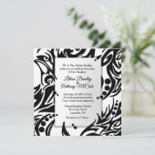 抽象芸術白黒トライバル結婚式招待状 招待状 (スタンド正面)