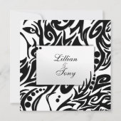抽象芸術白黒トライバル結婚式招待状 招待状 (裏面)
