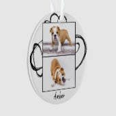 抽象芸術白黒ドッグフォトコラージクリスマス オーナメント (正面)