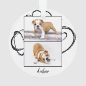抽象芸術白黒ドッグフォトコラージクリスマス オーナメント (裏面)