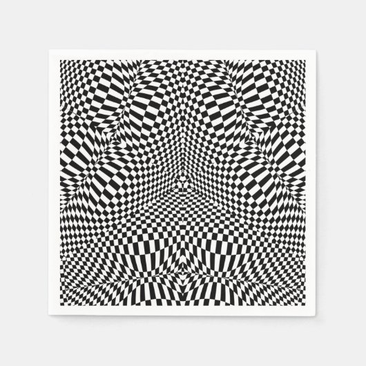 抽象芸術白黒パタ市松模様にン スタンダードカクテルナプキン (正面)