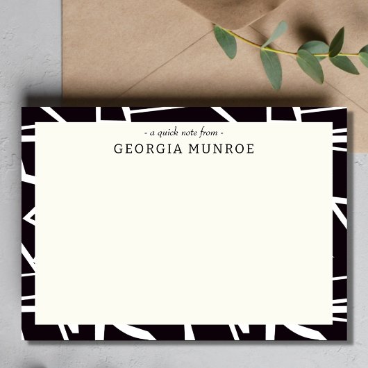 抽象芸術白黒パーソナライズされた文具 ノートカード