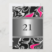 抽象芸術白黒ピンクシルバートリム21番目の誕生日 招待状 (正面)