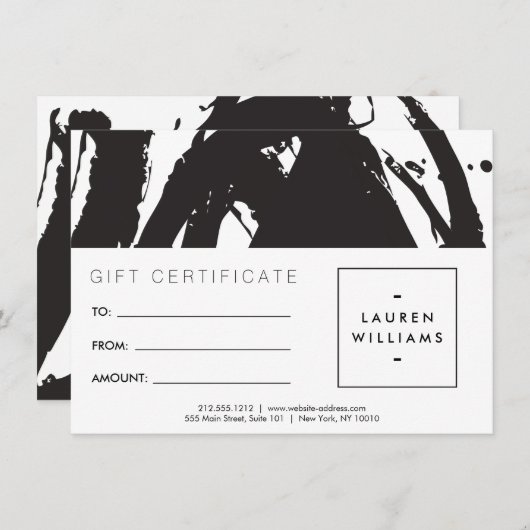 抽象芸術白黒ブラシストロークのギフトカード (正面/裏面)
