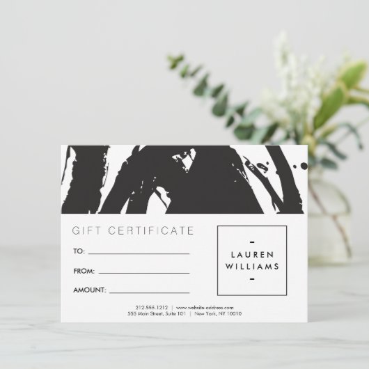 抽象芸術白黒ブラシストロークのギフトカード (スタンド正面)