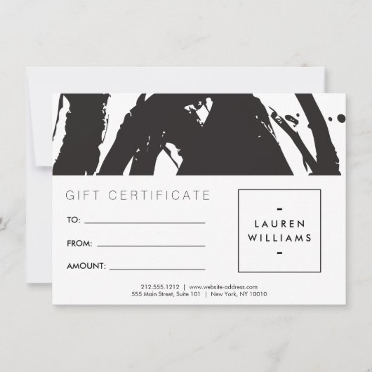 抽象芸術白黒ブラシストロークのギフトカード (正面)