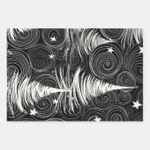 抽象芸術白黒ホリデーズツリーズマグネット ラッピングペーパーシート (正面2)