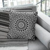 抽象芸術白黒マンダラパターン クッション