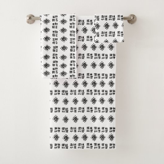 抽象芸術白黒マーク バスタオルセット (インサイチュ)