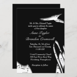 抽象芸術白黒ミュージック結婚式招待状 招待状