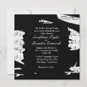 抽象芸術白黒ミュージック結婚式招待状 招待状 (正面)