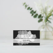 抽象芸術白黒モザイクのタイル模様 名刺 (スタンド正面)