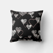 抽象芸術白黒ヴァレンティーンズデイハートラブシュ クッション (裏面)