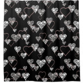 抽象芸術白黒ヴァレンティーンズデイハートラブシュ シャワーカーテン (正面)