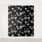 抽象芸術白黒ヴァレンティーンズデイハートラブシュ タペストリー (正面)