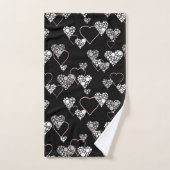 抽象芸術白黒ヴァレンティーンズデイハートラブシュ バスタオルセット (ハンドタオル)