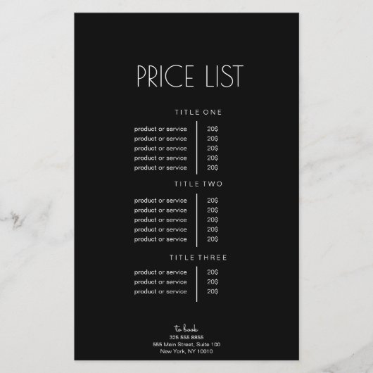 抽象芸術白黒価格表 チラシ (正面)