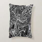 抽象芸術白黒大理石 アクセントクッション (裏面(縦))