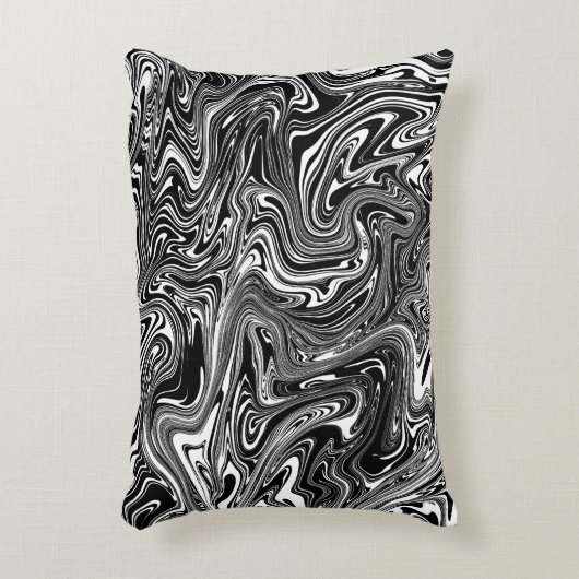 抽象芸術白黒大理石 アクセントクッション (正面(垂直))