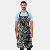 抽象芸術白黒大理石 エプロン (着用した状態)
