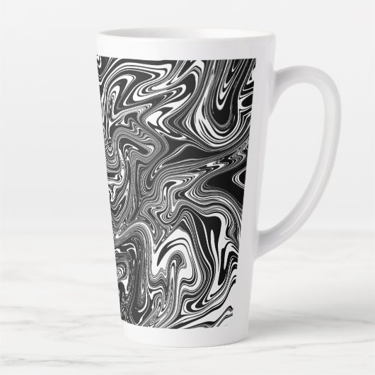 抽象芸術白黒大理石 カフェラテマグ (右)