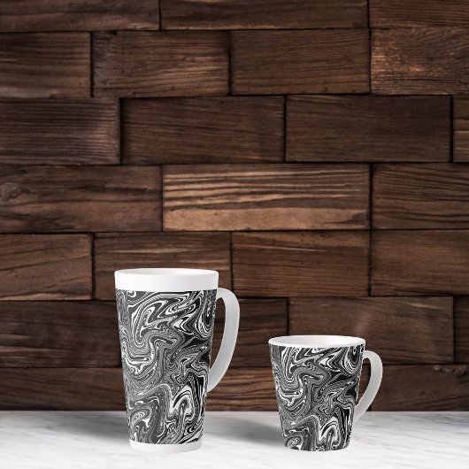 抽象芸術白黒大理石 カフェラテマグ