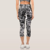 抽象芸術白黒大理石 カプリレギンス (裏面)