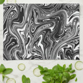 抽象芸術白黒大理石 キッチンタオル (折り畳み)