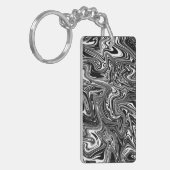 抽象芸術白黒大理石 キーホルダー (正面左)