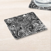 抽象芸術白黒大理石 スクエアペーパーコースター (アングル)