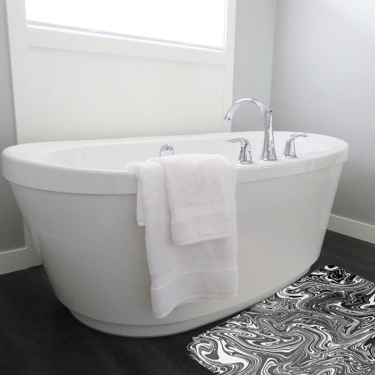 抽象芸術白黒大理石 バスマット