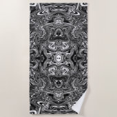 抽象芸術白黒大理石 ビーチタオル (正面)