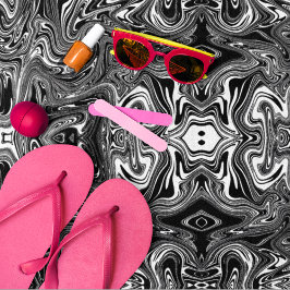 抽象芸術白黒大理石 ビーチタオル