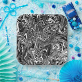 抽象芸術白黒大理石 ペーパープレート (パーティー)