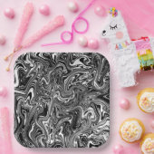 抽象芸術白黒大理石 ペーパープレート (パーティー)