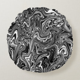 抽象芸術白黒大理石 ラウンドクッション