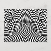 抽象芸術白黒市松模様にパターン ポストカード (正面)