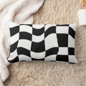 抽象芸術白黒市松模様に ランバークッション (ブランケット)