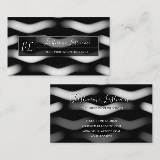 抽象芸術白黒形構造モノグラム 名刺 (正面/裏面)