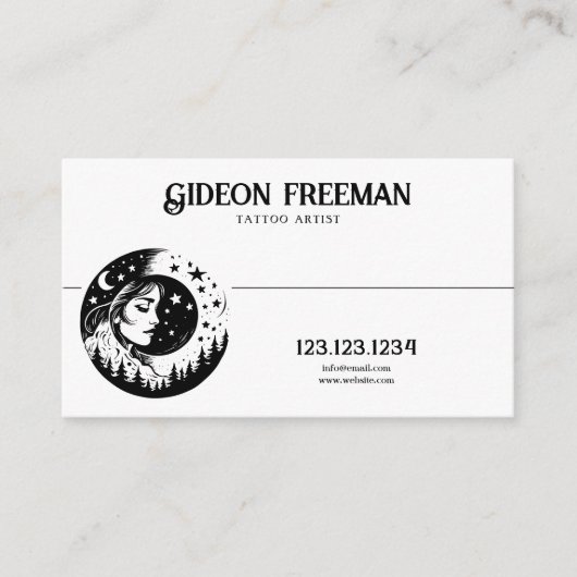 抽象芸術白黒月星タトゥーアーティスト 名刺 (正面)