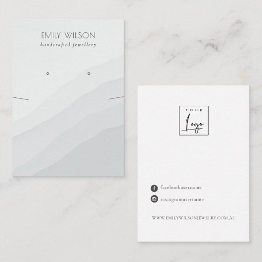 抽象芸術白黒波首飾りイヤリングディスプレイ 名刺 (正面/裏面)