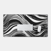 抽象芸術白黒波 デスクマット (キーボード&マウス)